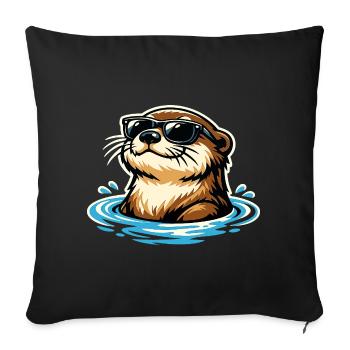Portrait drôle d’animal de la loutre Animal sauvage cool - Housse de coussin décorative 45 x 45 cm - noir - Devant