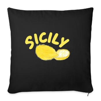 Sicily Lemons Illustration - Sicily - Sofa pillowcase 17,3'' x 17,3'' (45 x 45 cm) - black - Front