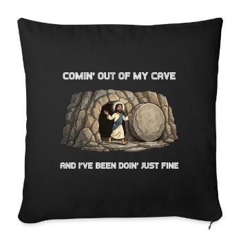 Resurrection from the Cave Saying - Sofa pillowcase 17,3'' x 17,3'' (45 x 45 cm) - black - Front