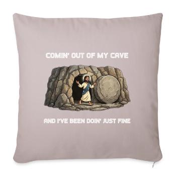 Resurrection from the Cave Saying - Sofa pillowcase 17,3'' x 17,3'' (45 x 45 cm) - light taupe - Front
