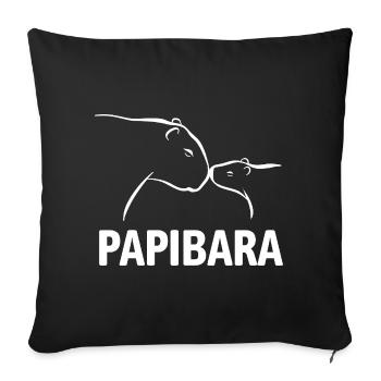 Papibara - Capybara Father and Child - Sofa pillowcase 17,3'' x 17,3'' (45 x 45 cm) - black - Front