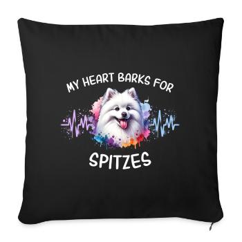 Spitz Herzlinie - Sofakissenbezug 45 x 45 cm - Schwarz - Vorne