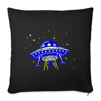 UFO – Visit from another galaxy - Sofa pillowcase 17,3'' x 17,3'' (45 x 45 cm) - black - Front