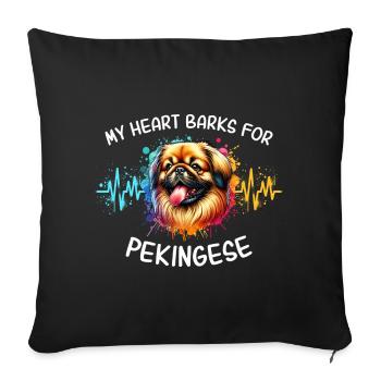 Ligne cardiaque pékinoise - Housse de coussin décorative 45 x 45 cm - noir - Devant