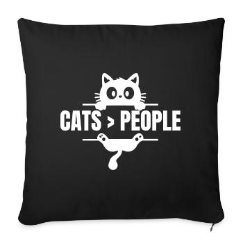Chats > humains - Housse de coussin décorative 45 x 45 cm - noir - Devant