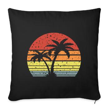 Palm Tree Retro Sun - Housse de coussin décorative 45 x 45 cm - noir - Devant