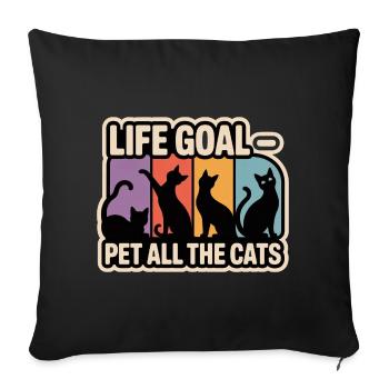 Objectif de vie Animal de compagnie Tous les chats Drôle rétro - Housse de coussin décorative 45 x 45 cm - noir - Devant