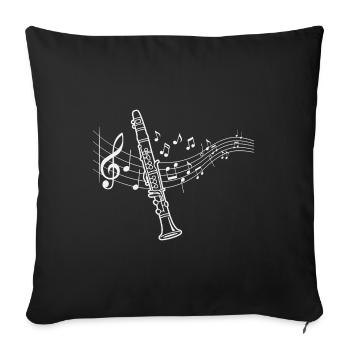Clarinette, partitions de musique, clarinettiste, musicien - Housse de coussin décorative 45 x 45 cm - noir - Devant