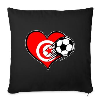 Tunisia Flag Football with Heart - Sofa pillowcase 17,3'' x 17,3'' (45 x 45 cm) - black - Front