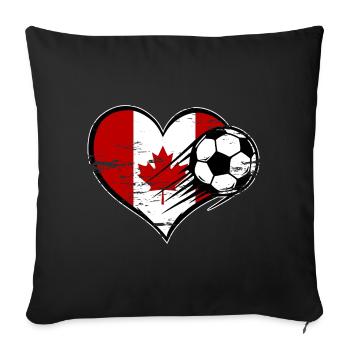 Canada Flag Soccer avec Cœur - Housse de coussin décorative 45 x 45 cm - noir - Devant
