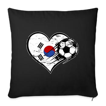 Flag football sud-coréen avec le cœur utilisé - Housse de coussin décorative 45 x 45 cm - noir - Devant