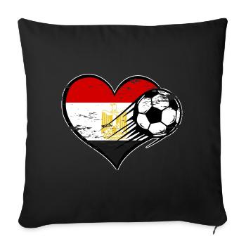 Egypt flag football with heart used - Sofa pillowcase 17,3'' x 17,3'' (45 x 45 cm) - black - Front