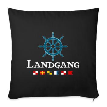 Landgang Maritimes Segler Steuerrad Design - Sofakissenbezug 45 x 45 cm - Schwarz - Vorne