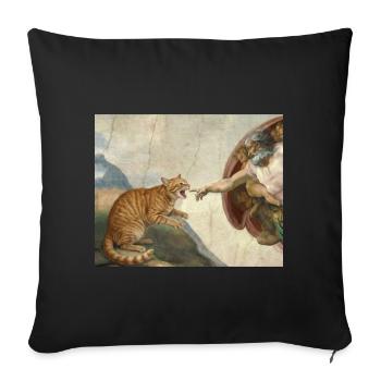 Chat gifle la main de Dieu Mème des chats drôles - Housse de coussin décorative 45 x 45 cm - noir - Devant