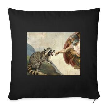 raccoon beating god's hand raccoon meme - Sofa pillowcase 17,3'' x 17,3'' (45 x 45 cm) - black - Front