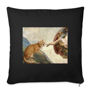 Chat gifle la main de Dieu Mème des chats drôles - Housse de coussin décorative 45 x 45 cm - noir - Devant