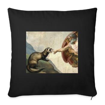 Ferret Beats God's Hand Ferret Meme - Sofa pillowcase 17,3'' x 17,3'' (45 x 45 cm) - black - Front