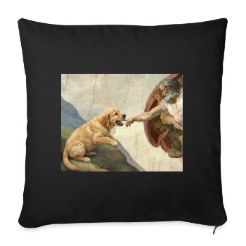 Mème chien God Hand Golden Retriever - Housse de coussin décorative 45 x 45 cm - noir - Devant