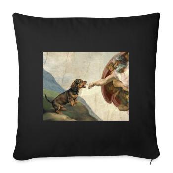 Dog God Hand Dachshund Dogs meme - Sofa pillowcase 17,3'' x 17,3'' (45 x 45 cm) - black - Front