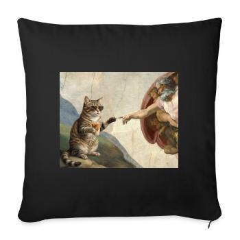 Katze Schlägt Gottes Hand Lustiges Katzen meme - Sofakissenbezug 45 x 45 cm - Schwarz - Vorne
