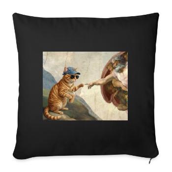 Chat gifle la main de Dieu Mème des chats drôles - Housse de coussin décorative 45 x 45 cm - noir - Devant