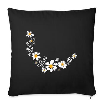 Floral garland - Sofa pillowcase 17,3'' x 17,3'' (45 x 45 cm) - black - Front