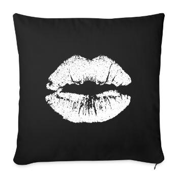 Kissable Lips with Lipstick Lip Imprint White - Sofa pillowcase 17,3'' x 17,3'' (45 x 45 cm) - black - Front