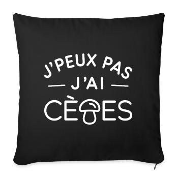 Cèpes Humour Cadeau Passionné de Champignons - Housse de coussin décorative 45 x 45 cm - noir - Devant