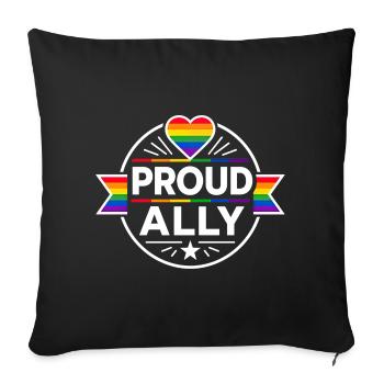 Proud Ally für Pride Unterstützer LGBTQ CSD Outfit - Sofakissenbezug 45 x 45 cm - Schwarz - Vorne