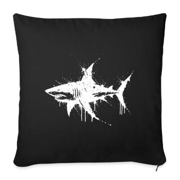 Weißer Splatterhai - Sofakissenbezug 45 x 45 cm - Schwarz - Vorne