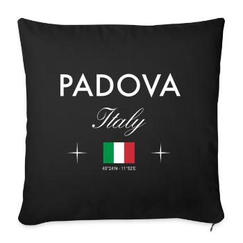 Coordonnées de Padoue Italie Souvenir de voyage - Housse de coussin décorative 45 x 45 cm - noir - Devant