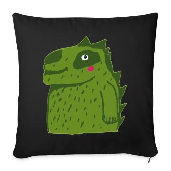 petit crocodile mignon - Housse de coussin décorative 45 x 45 cm - noir - Devant
