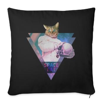 SPACE CAT - Sofa pillowcase 17,3'' x 17,3'' (45 x 45 cm) - black - Front