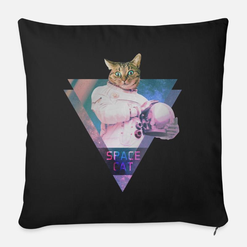SPACE CAT - Sofa pillowcase 17,3'' x 17,3'' (45 x 45 cm) - black