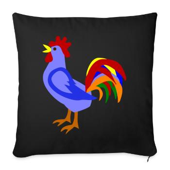Colorful rooster in art design - Sofa pillowcase 17,3'' x 17,3'' (45 x 45 cm) - black - Front