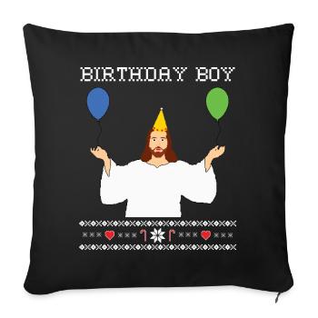 Birthday Boy Jesus - Weihnachtspullover - Sofakissenbezug 45 x 45 cm - Schwarz - Vorne