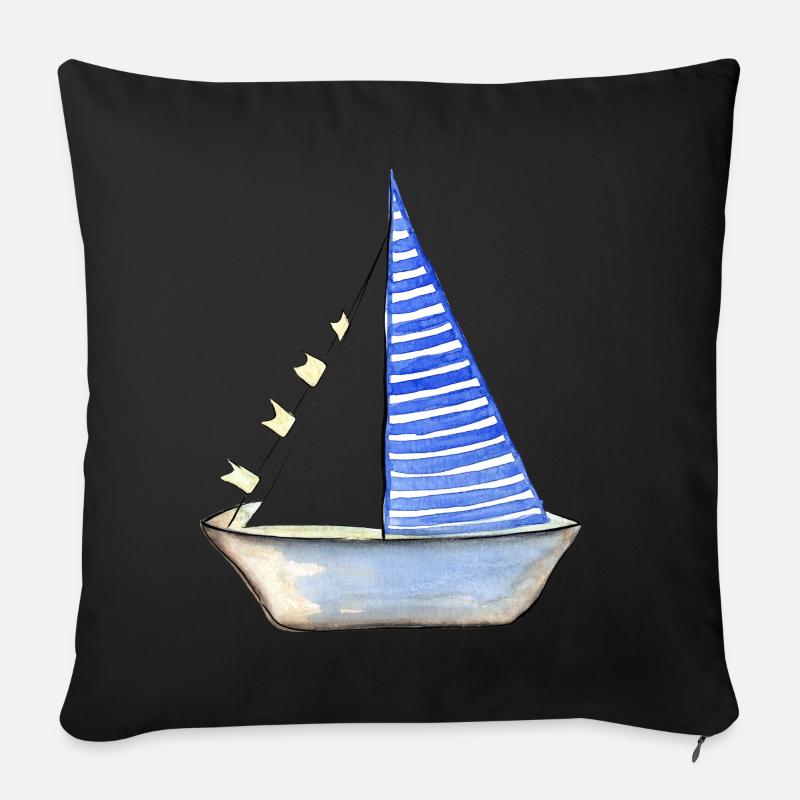 segelboot - Sofakissenbezug 45 x 45 cm - Schwarz