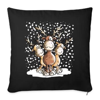 Elks in the snow - Sofa pillowcase 17,3'' x 17,3'' (45 x 45 cm) - black - Front