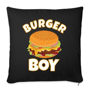 HAMBURGER / CHEESEBURGER: Burger Boy - Sofakissenbezug 45 x 45 cm - Schwarz - Vorne