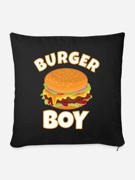 HAMBURGER / CHEESEBURGER: Burger Boy - Housse de coussin décorative 45 x 45 cm - noir