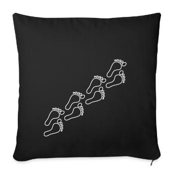 White footprints - Sofa pillowcase 17,3'' x 17,3'' (45 x 45 cm) - black - Front
