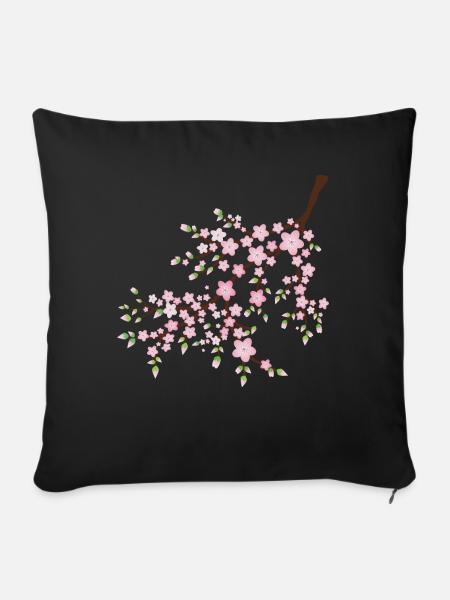 Rosa Blüte - Sofakissenbezug 45 x 45 cm - Schwarz