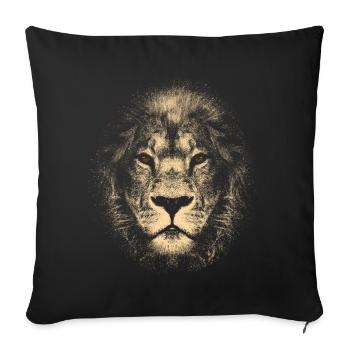 Cooler und stylisher Löwenkopf mit markanten Augen - Sofakissenbezug 45 x 45 cm - Schwarz - Vorne