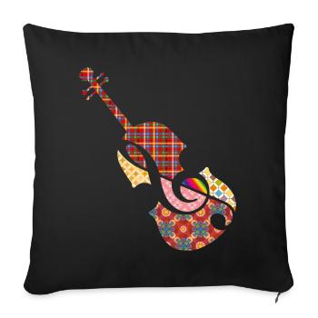 schöne Patchwork Violine mit Violinschlüssel - Sofakissenbezug 45 x 45 cm - Schwarz - Vorne