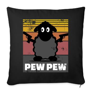 Mouton - Pew Pew Crazy Design Cadeau - Housse de coussin décorative 45 x 45 cm - noir - Devant