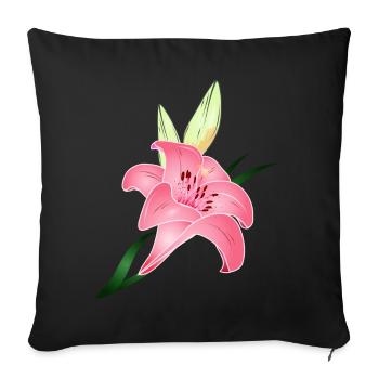 pink lily bloom with two buds - Sofa pillowcase 17,3'' x 17,3'' (45 x 45 cm) - black - Front