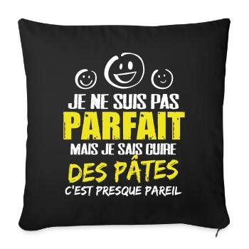 Cuire des pâtes cadeau drôle humour étudiant coloc - Housse de coussin décorative 45 x 45 cm - noir - Devant