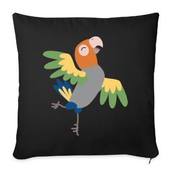 Papagei - Sofakissenbezug 45 x 45 cm - Schwarz - Vorne