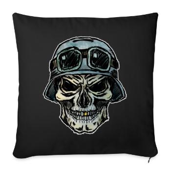 Crazy Biker skull with helmet - Sofa pillowcase 17,3'' x 17,3'' (45 x 45 cm) - black - Front