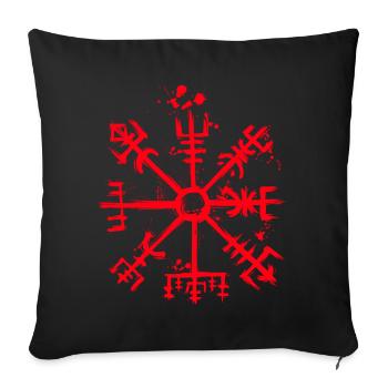 Vegvisir - Boussole Viking - Mythologie nordique - Housse de coussin décorative 45 x 45 cm - noir - Devant
